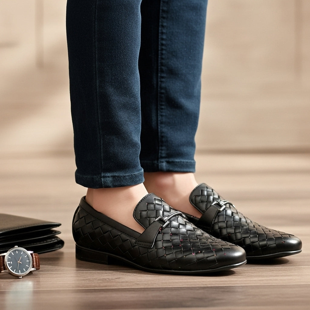Woven Leather Loafers