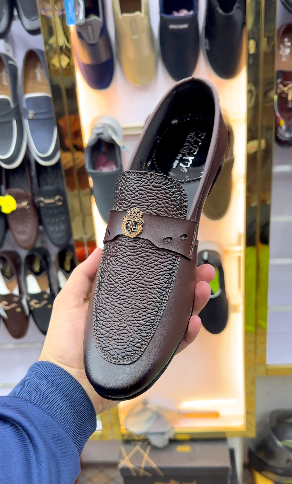 Textured Pattern Brown Premium Loafer | With Premium Rubber Sole