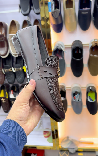 Textured Pattern Brown Premium Loafer | With Premium Rubber Sole
