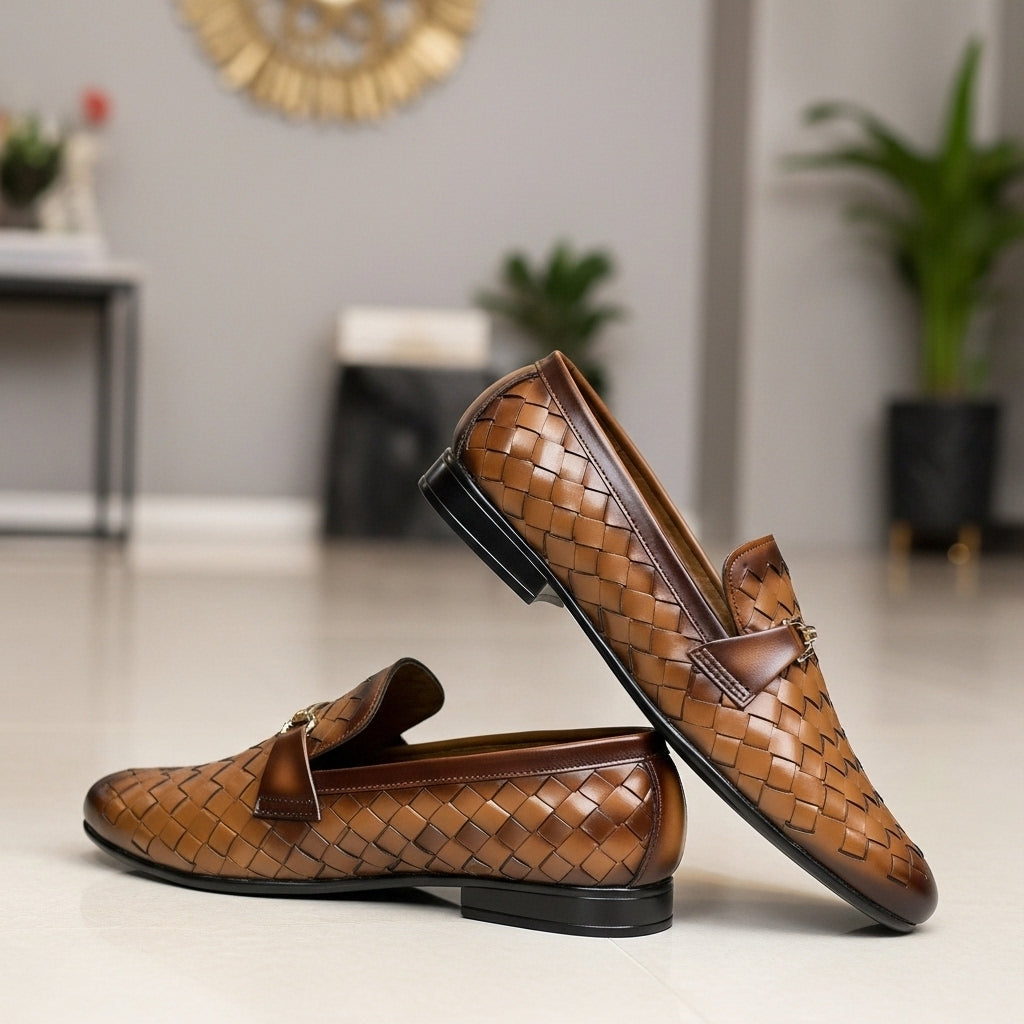 Woven Leather Loafers