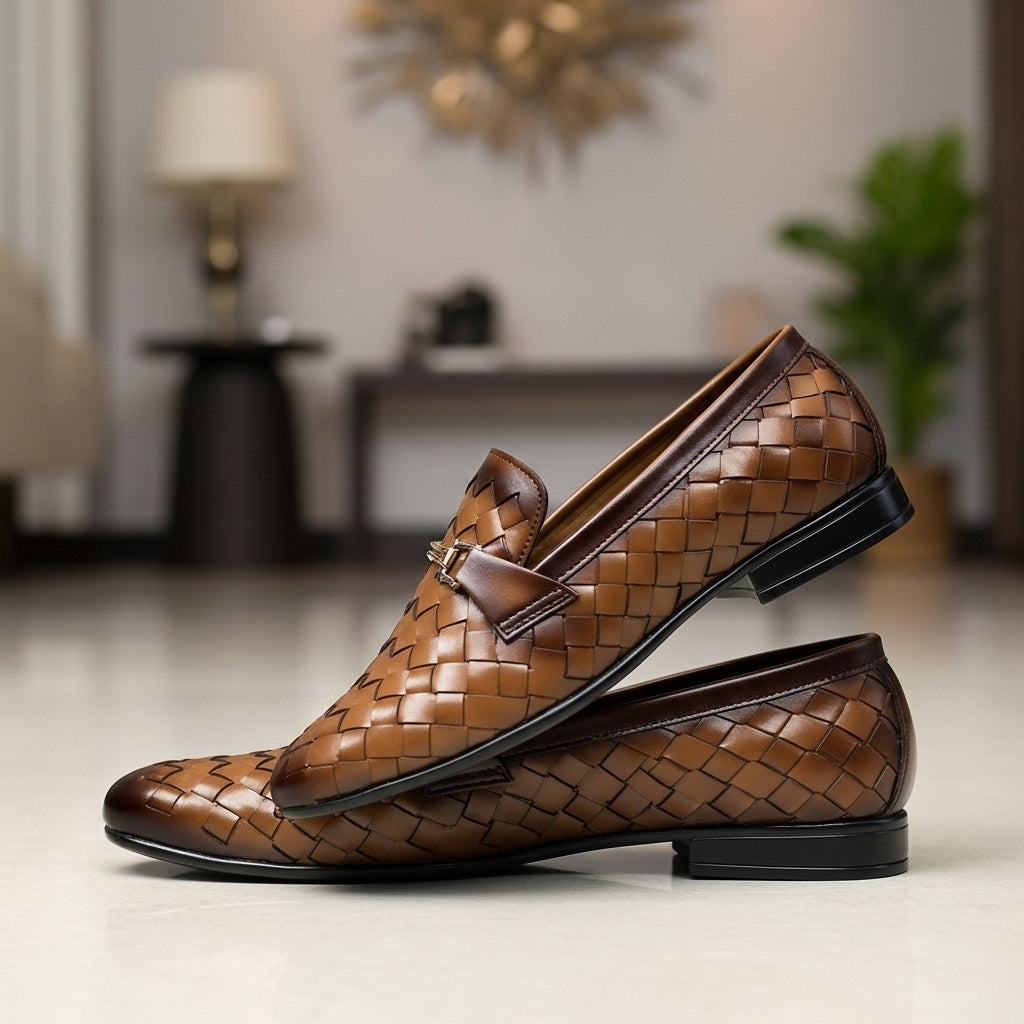 Woven Leather Loafers