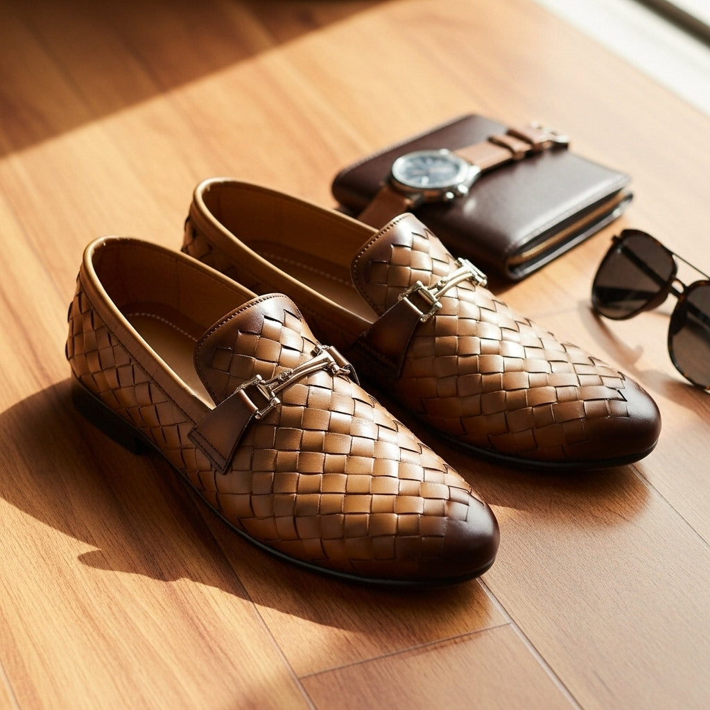 Woven Leather Loafers