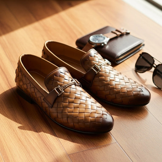Woven Leather Loafers