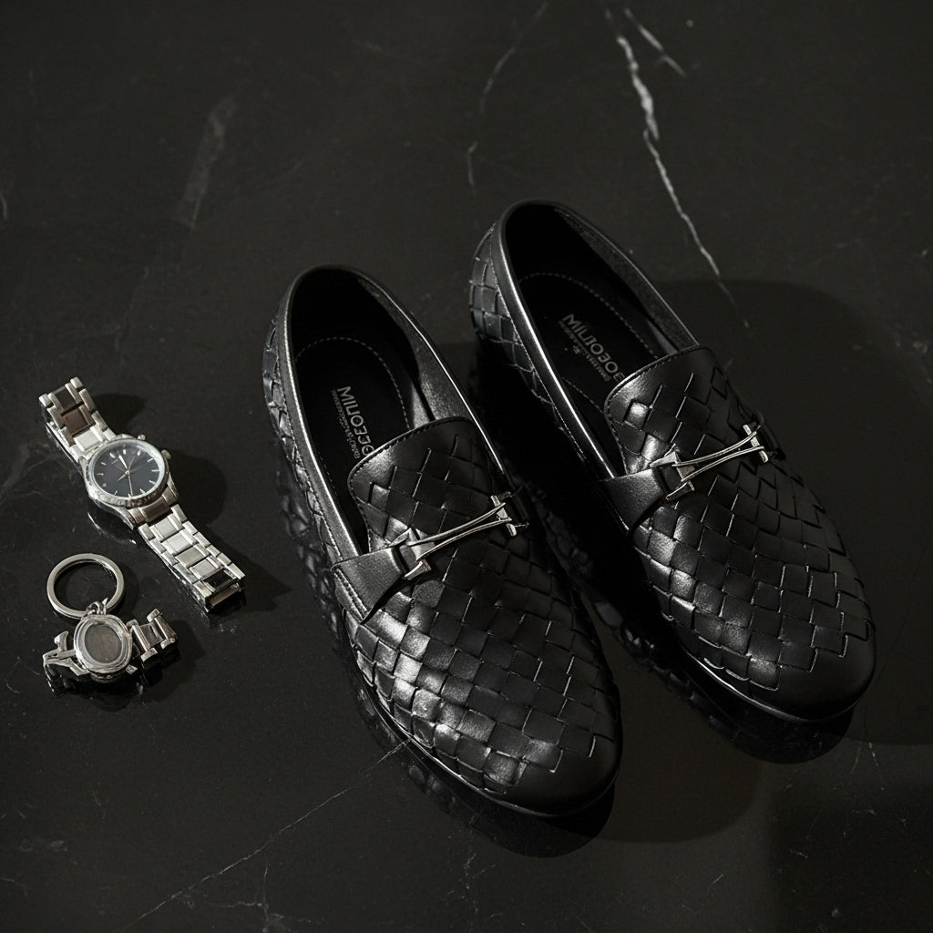 Woven Leather Loafers