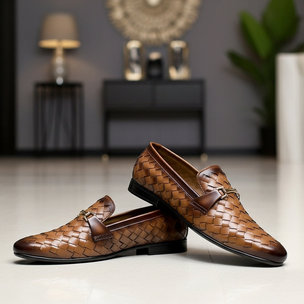 Woven Leather Loafers
