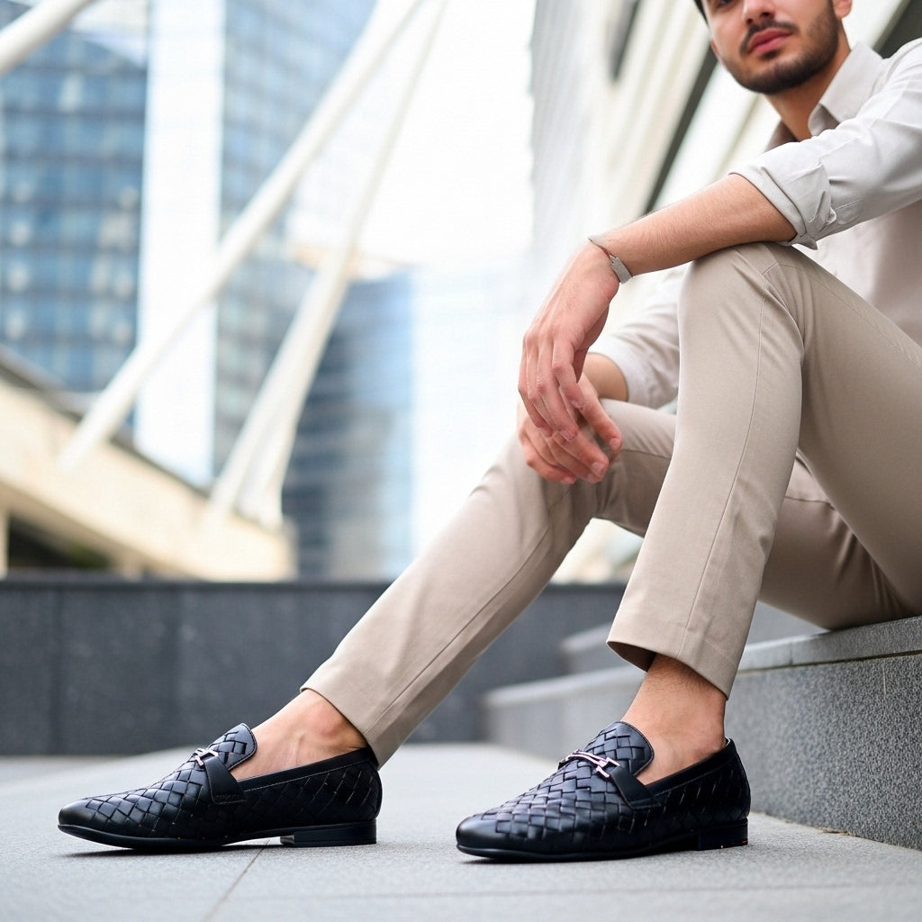 Woven Leather Loafers