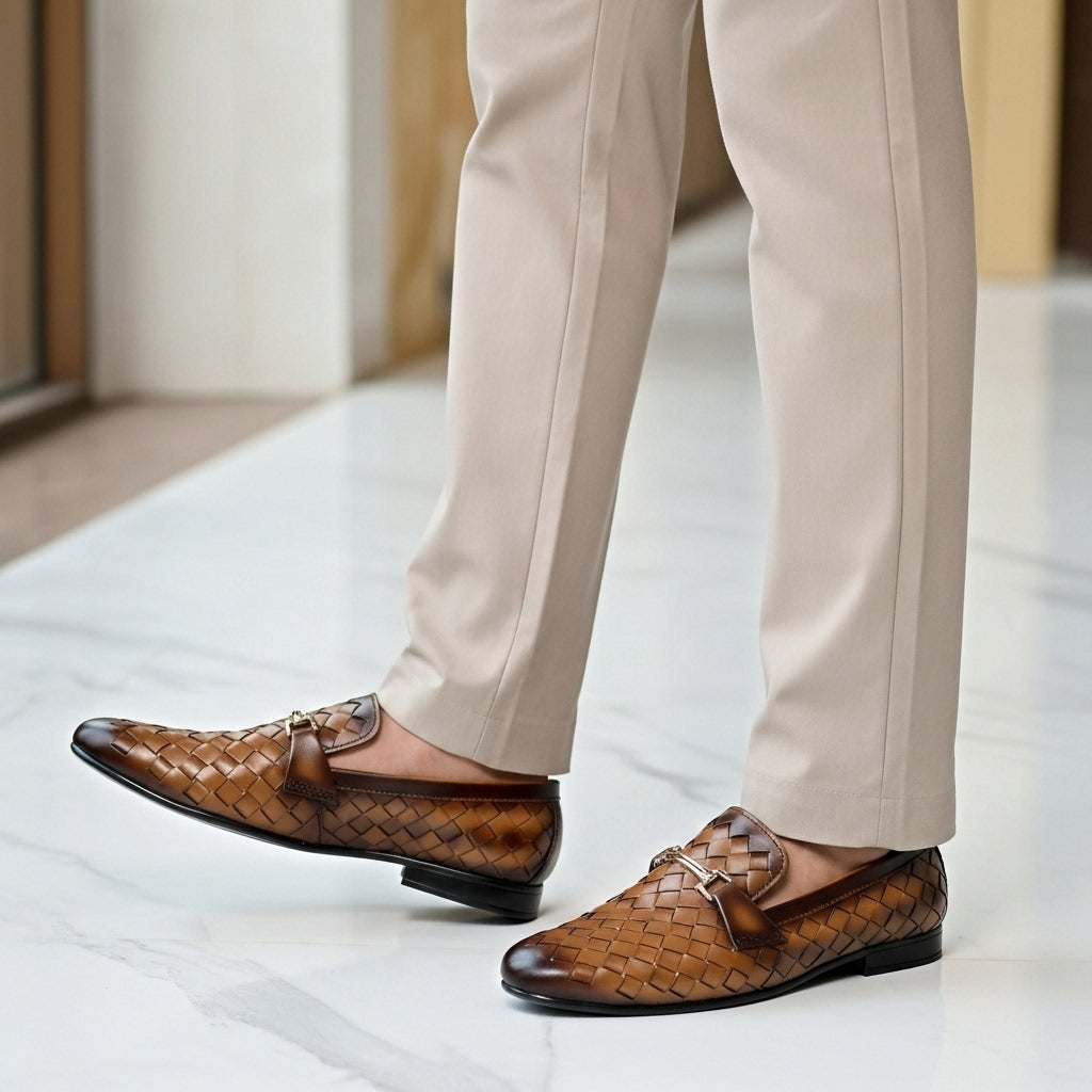 Woven Leather Loafers