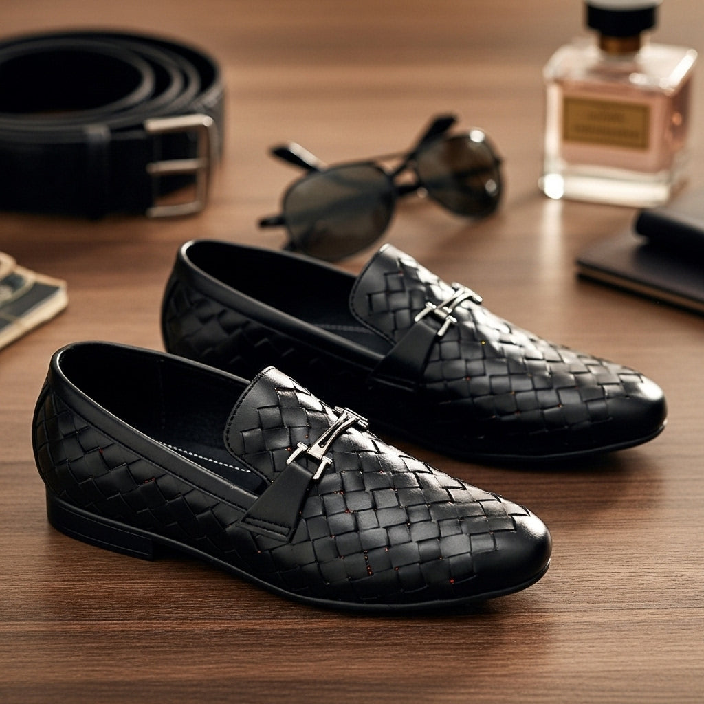 Woven Leather Loafers