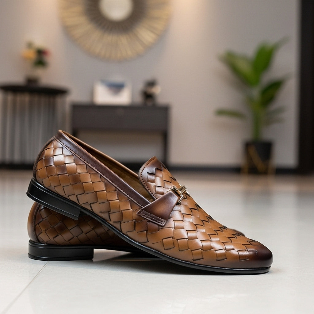 Woven Leather Loafers