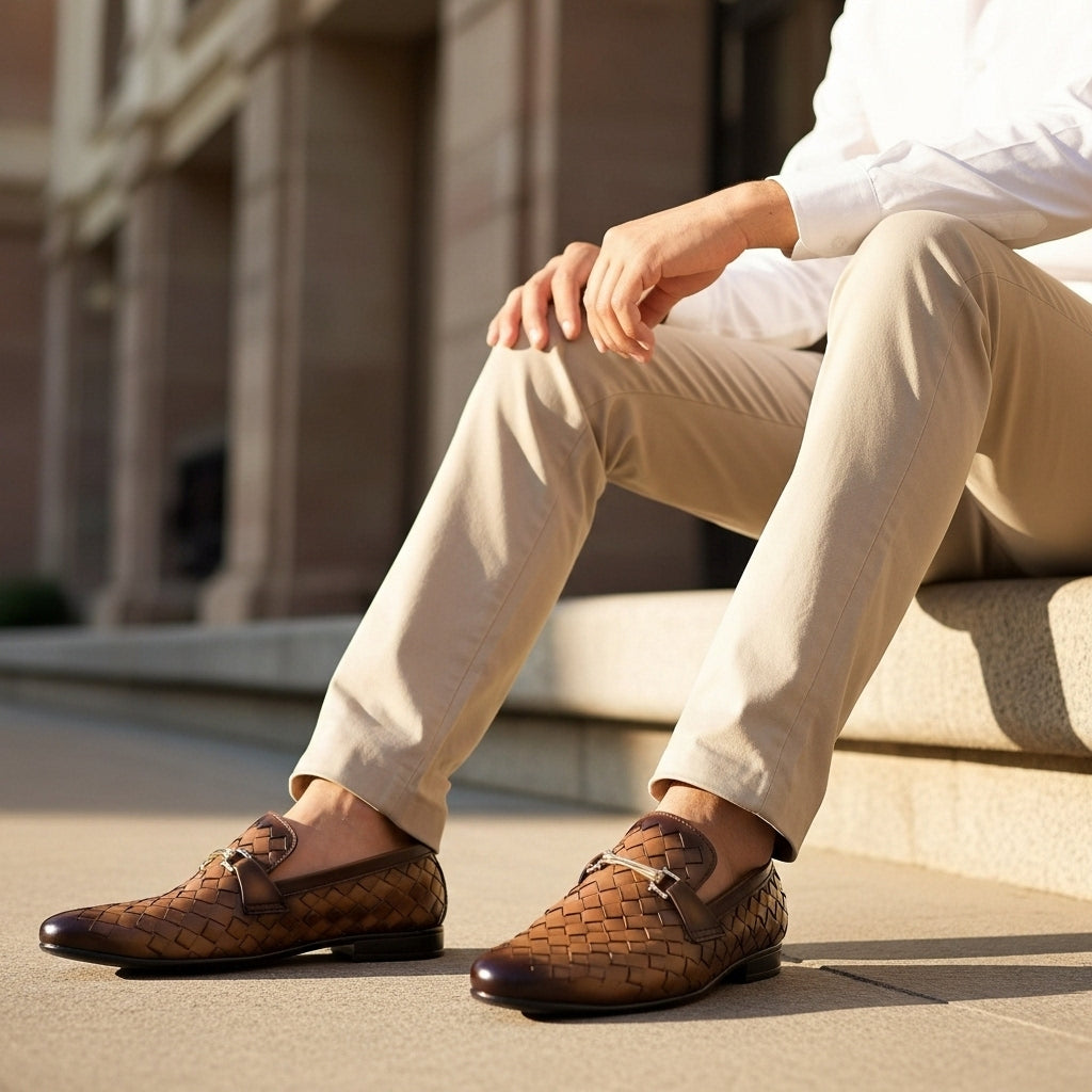 Woven Leather Loafers
