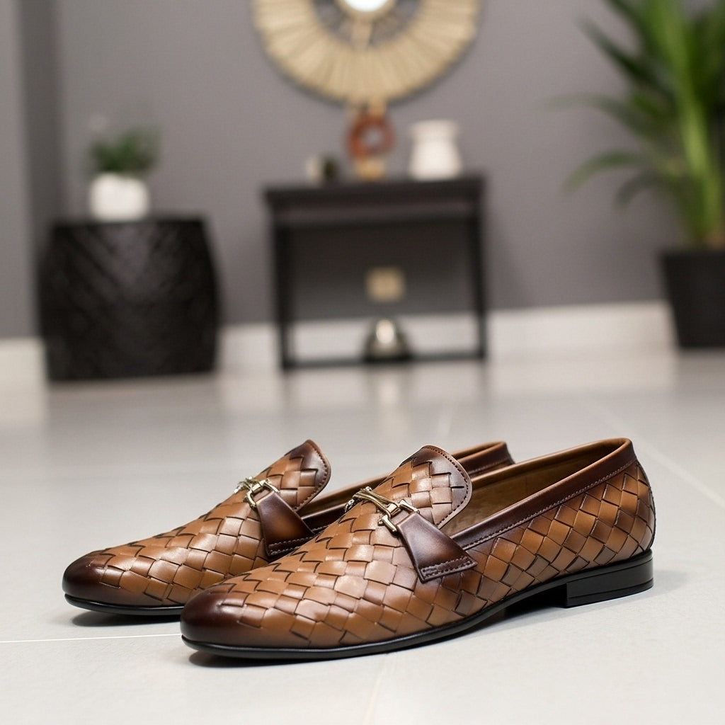 Woven Leather Loafers